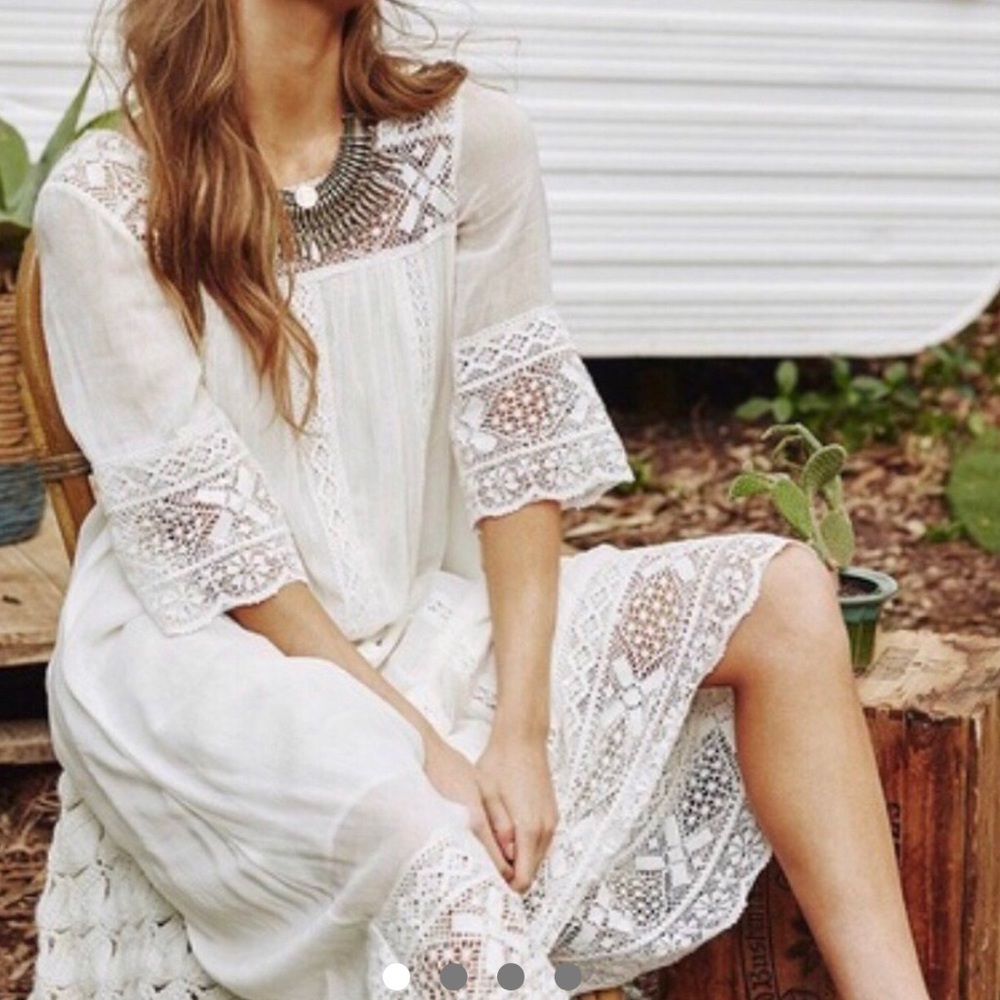 EUC Spell & the Gypsy White Sunday Feels Boho Dress Size XS/S 70s Free People